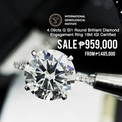 PREORDER | 4.09cts G SI1 Round Brilliant Diamond Engagement Ring 18kt IGI Certified