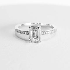 #LoveIVANA | 1.36ct H VS1 Emerald Cut Paved Diamond Engagement Ring 14kt IGI Certified