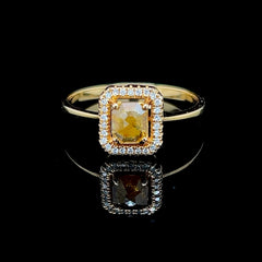 LVNA 签名稀有橙色钻石戒指 14 克拉