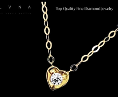 #LVNA2024 | Dainty Golden Heart Floater Diamond Necklace 16" or 18" 18kt Chain | #TheVault
