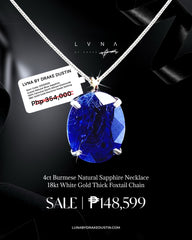 #LVNA2024 | 4ct Burmese Natural Sapphire Necklace 18kt White Gold Foxtail Chain