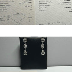 1.24ct / 1.24ct F-I, VS1-VS2 Pear Brilliant Pear Dangling Solitaire Diamond Earrings 14kt IGI Certified #LVNA2024