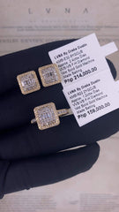 CLEARANCE BEST | Golden Large Square Diamond Jewelry Set 14kt