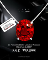#LVNA2024 | 3ct Natural Red Ruby Gemstone Necklace 18kt White Gold 18”