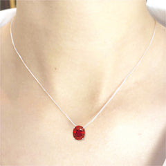 #LVNA2024 | 3ct Natural Red Ruby Gemstone Necklace 18kt White Gold 18”