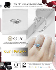 PREORDER | 0.82cts F SI1 Princess Cut Halo Paved Diamond Engagement Ring 14kt GIA Certified