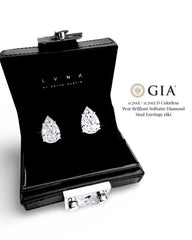LUNA | 0.70ct / 0.70ct D Colorless Pear Brilliant Solitaire Diamond Earrings 18kt GIA Certified