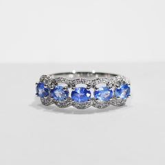 #ThePromise | Blue Sapphire Half Eternity Diamond Ring 14kt