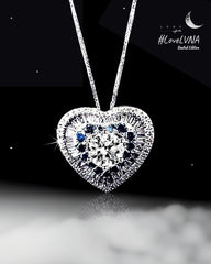 #LVNA2024 | 0.90ct Round Solitaire Paved with Baguette & Blue Diamonds Necklace 18” 18kt