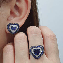 #TheSALE | Blue Sapphire Heart Gemstones Diamond Jewelry Set 14kt