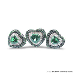 #TheSALE | Green Emerald Heart Gemstones Diamond Jewelry Set 14kt