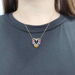#TheSALE | Rainbow Sapphire Heart Diamond Necklace 18kt