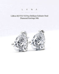 #LoveIVANA | 1.28cts HJ VVS-VS Pear Brilliant Solitaire Stud Diamond Earrings 14kt #LoveLVNA