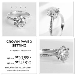 6-Prong Crown Paved Setting Ring Mount