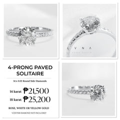 4-Prong Paved Solitaire Ring Mount
