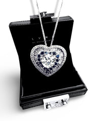 #LVNA2024 | 0.90ct Round Solitaire Paved with Baguette & Blue Diamonds Necklace 18” 18kt