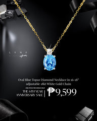 #LoveLVNA | Oval Blue Topaz Diamond Necklace in 16-18” 18kt