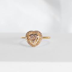 Golden Heart Baguette Diamond Ring 18kt