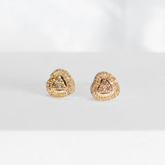 Golden Heart Baguette Stud Diamond Earrings 18kt