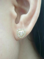 Golden Heart Baguette Stud Diamond Earrings 18kt