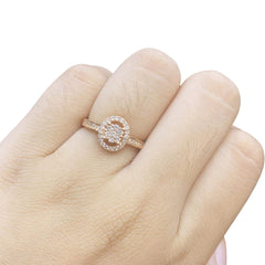 Rose Oval Baguette Paved Diamond Ring 18kt