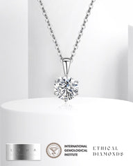 1.30ct E VS2 Round Center Solitaire Diamond Necklace 18kt IGI Certified