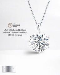 PREORDER | 3.81ct G SI1 Round Brilliant Solitaire Diamond Necklace 18kt IGI Certified