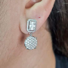 #TheSALE | Round Emerald Dangling Diamonds Earring 14kt