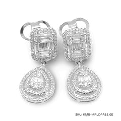 #TheSALE | Pear Emerald Halo Dangling Diamonds Earrings 14kt