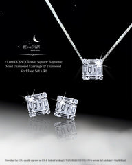 #LVNA2024 | Classic Square Baguette Stud Diamond Earrings & Diamond Necklace Set 14kt