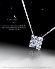#LVNA2024 | Classic Square Baguette Stud Diamond Earrings & Diamond Necklace Set 14kt