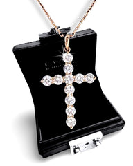 #LVNA2024 | 0.20ct Each Round Solitaire Cross Pendant Diamond Necklace 18kt