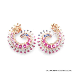#TheSALE | Spiral Colored Gemstones Diamond Earrings 18kt