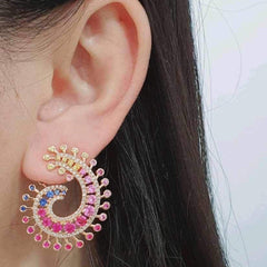 #TheSALE | Spiral Colored Gemstones Diamond Earrings 18kt
