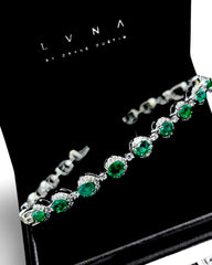 #LVNA2024 | Green Colombian Gemstone Halo Paved Diamond Bracelet 18kt