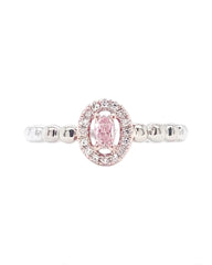 0.32cts Rare Pink Colored Halo Paved Diamond Engagement Ring 14kt