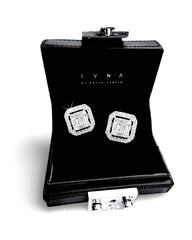 #LVNA2024 | Classic Square Baguette Halo Diamond Earrings 14kt