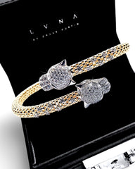 #LVNA2024 | Crossover Panther Multi-Tone Bangle Diamond Bracelet 14kt