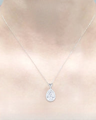 1.22cts M SI1 Pear Brilliant Halo Solitaire Pendant Diamond Necklace 18kt GIA Certified #LVNA2024