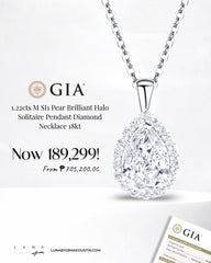 1.22cts M SI1 Pear Brilliant Halo Solitaire Pendant Diamond Necklace 18kt GIA Certified #LVNA2024