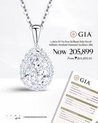 1.28cts M VS1 Pear Brilliant Halo Paved Solitaire Pendant Diamond Necklace 18kt GIA Certified |#LVNA2024