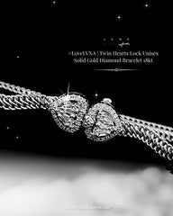 #LVNA2024 | Twin Hearts Lock Unisex Solid Gold Diamond Bracelet 18kt