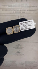CLEARANCE BEST | Golden Square Cushion Diamond Earrings 14kt