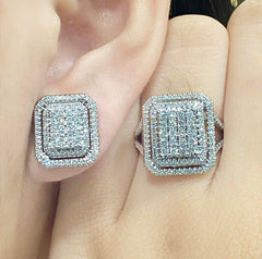 CLEARANCE BEST | Millionaire’s Emerald Halo Diamond Jewelry Set 14kt