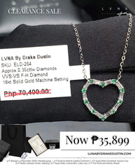 #LVNA2024 | Heart Green Emerald Gemstones Diamond Baguette Necklace 18kt