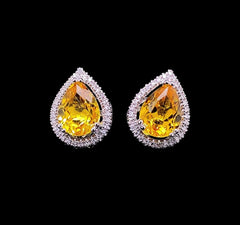 #LVNA2024 | Pear Citrine Gemstones Diamond Earrings 14kt