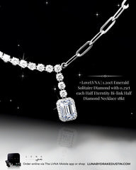 #LVNA2024 | 1.20ct Emerald Solitaire Diamond with 0.25ct each Half Eterntity Bi-link Half Diamond Necklace 18kt