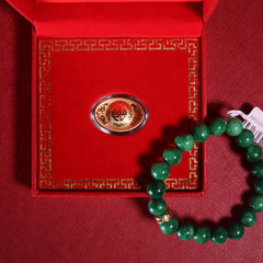 The vault | 24kt Lucky Golden Boat + LVNA Premium Natural Emerald Gemstones Bead Bracelet