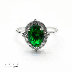 #LVNA2024 | Art Deco Oval Green Emerald Diamond Ring 18kt