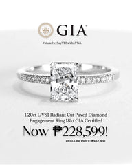 1.20ct L VS1 Radiant Cut Paved Diamond Engagement Ring 18kt GIA Certified